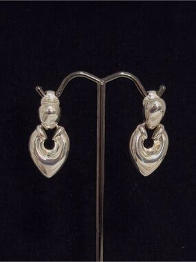 VINTAGE 925 STERLING SILVER DOORKNOCKER CLIP ON EARRINGS  FROM THAILAND 5G